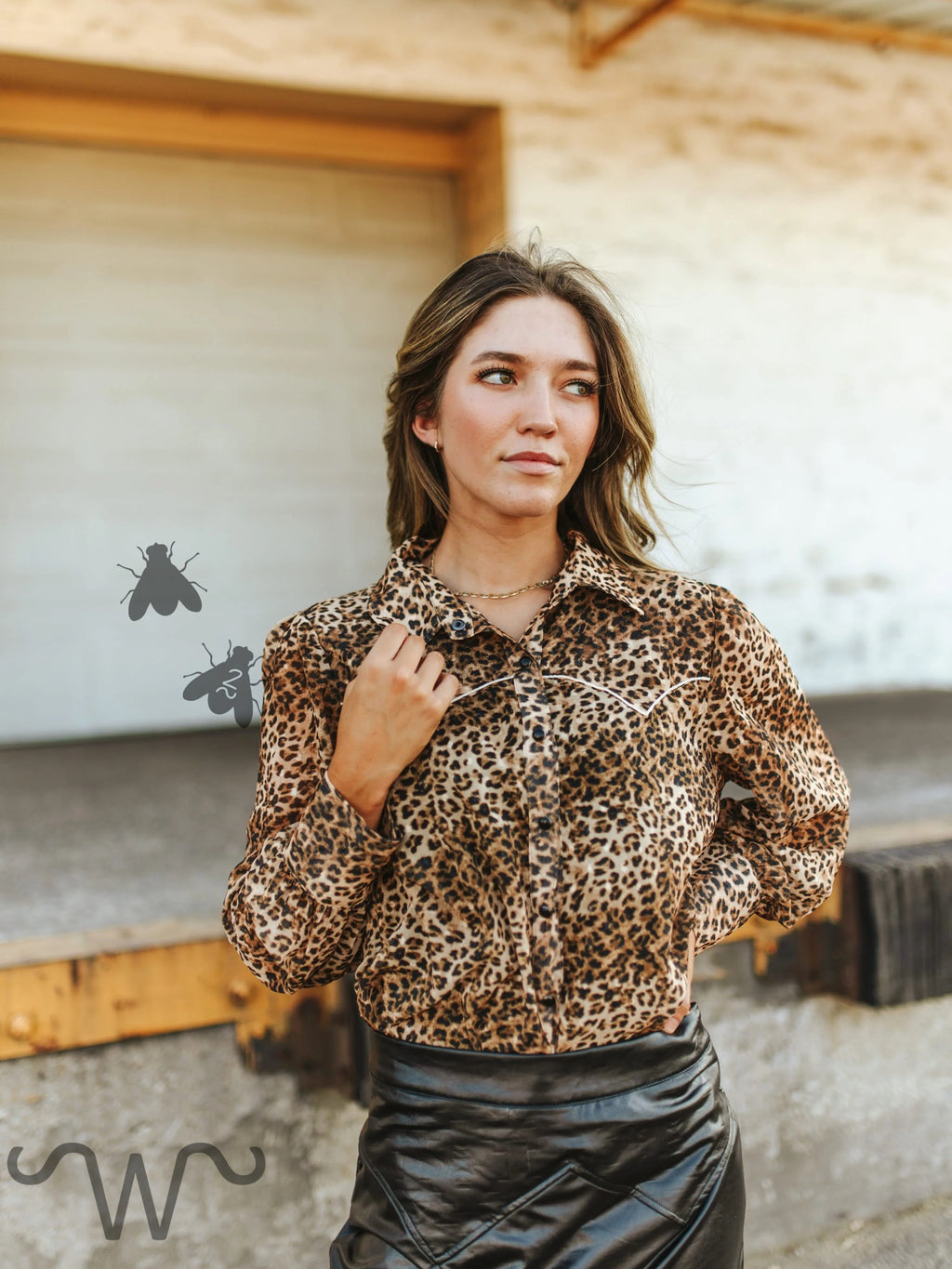 Western Wild Leopard Button Up